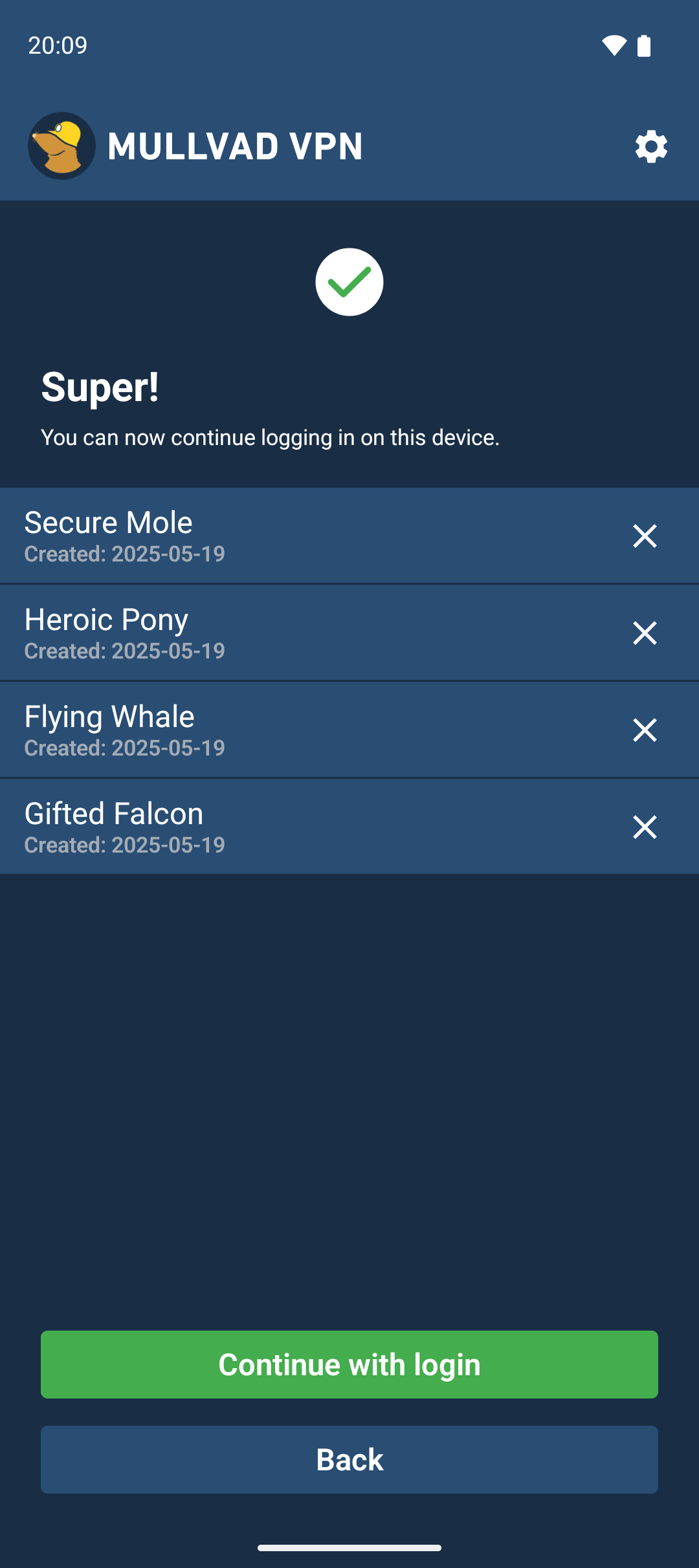 The too many devices screen with only four devices and a text that says that it is now possible to log in