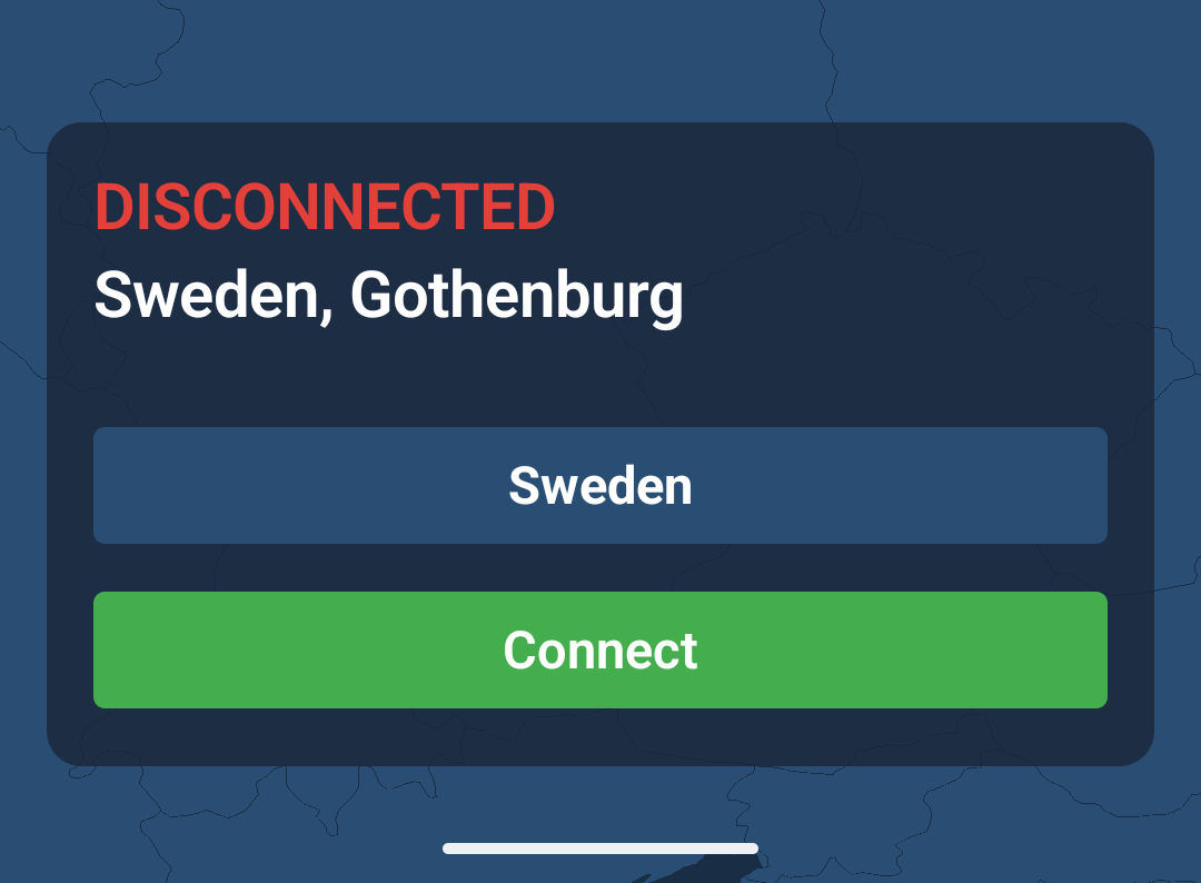 The connect information box showing DISCONNECTED