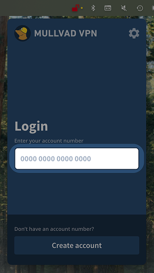 The textfield highlighted, for entering the account number in the Login screen of the Mullvad VPN app.