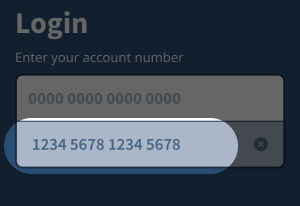 Saved account number highlighted.