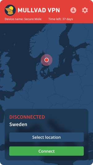 Map view when the app is disconnected.