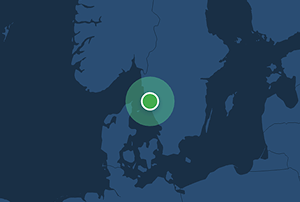 Green dot in map, indicating app is connected to VPN.