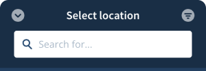 Active search input field in the Select location view.